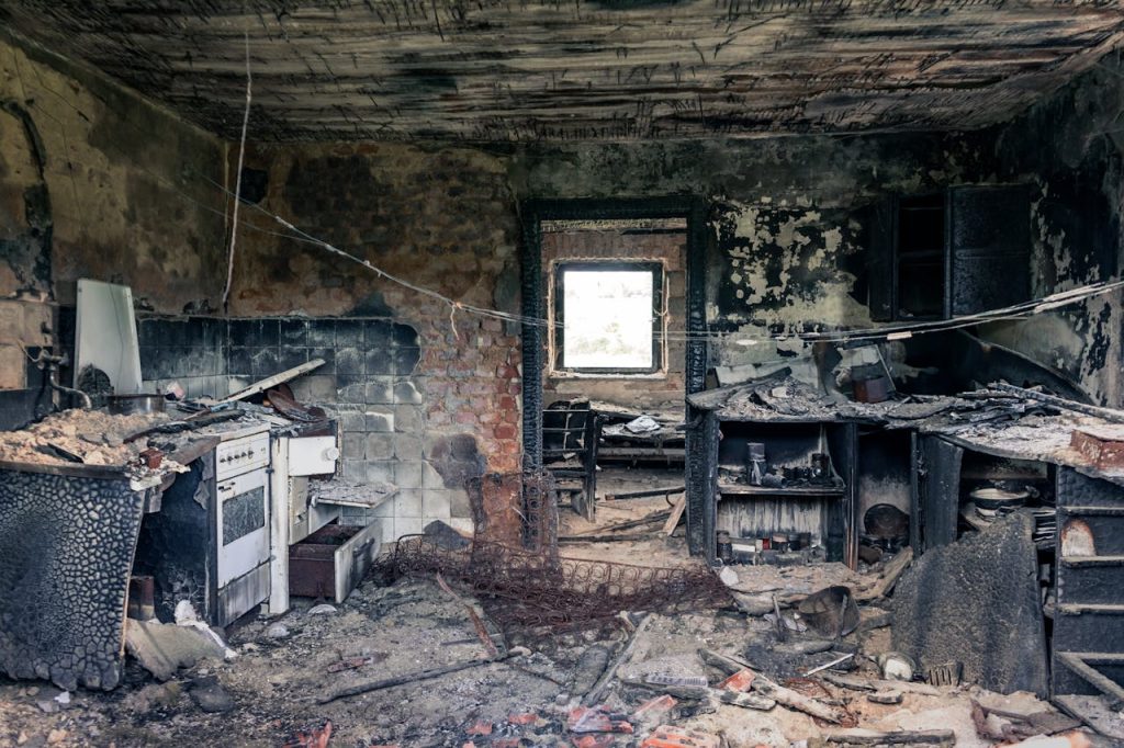 damaged kitchen after fire